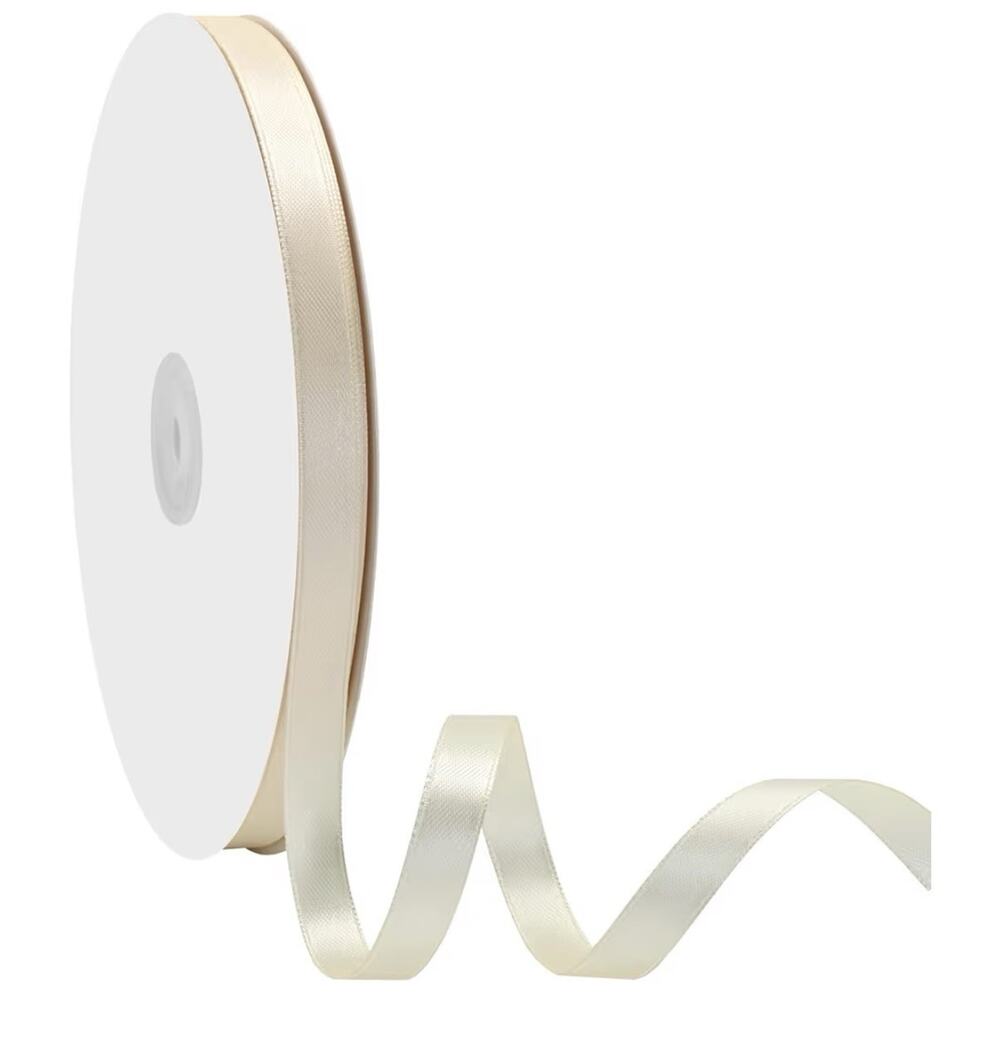 3/8 inch Wide 100 Yards Double Face Ivory Satin Ribbon